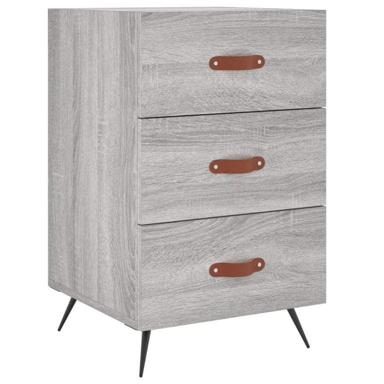 Nachtkastje 40x40x66 cm bewerkt hout grijs sonoma eikenkleurig MeubelReus
