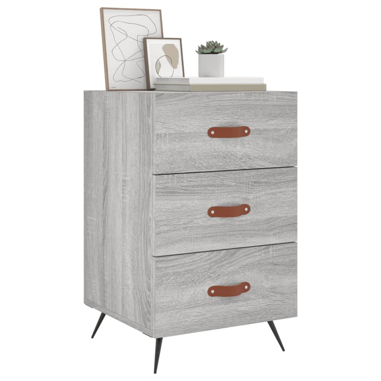 Nachtkastje 40x40x66 cm bewerkt hout grijs sonoma eikenkleurig MeubelReus