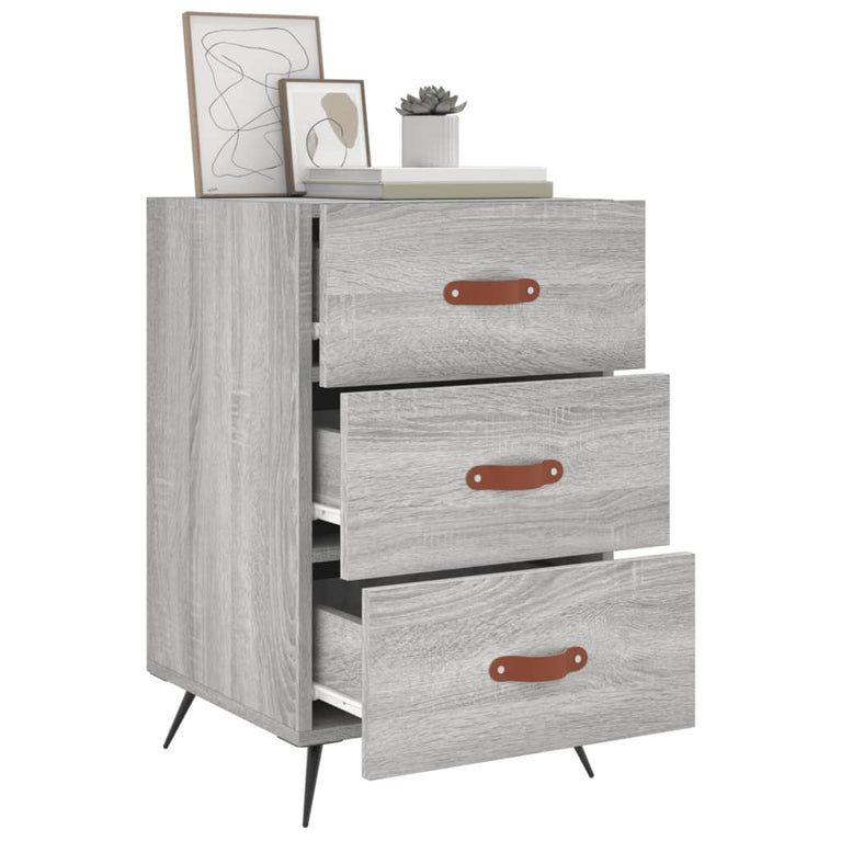 Nachtkastje 40x40x66 cm bewerkt hout grijs sonoma eikenkleurig MeubelReus