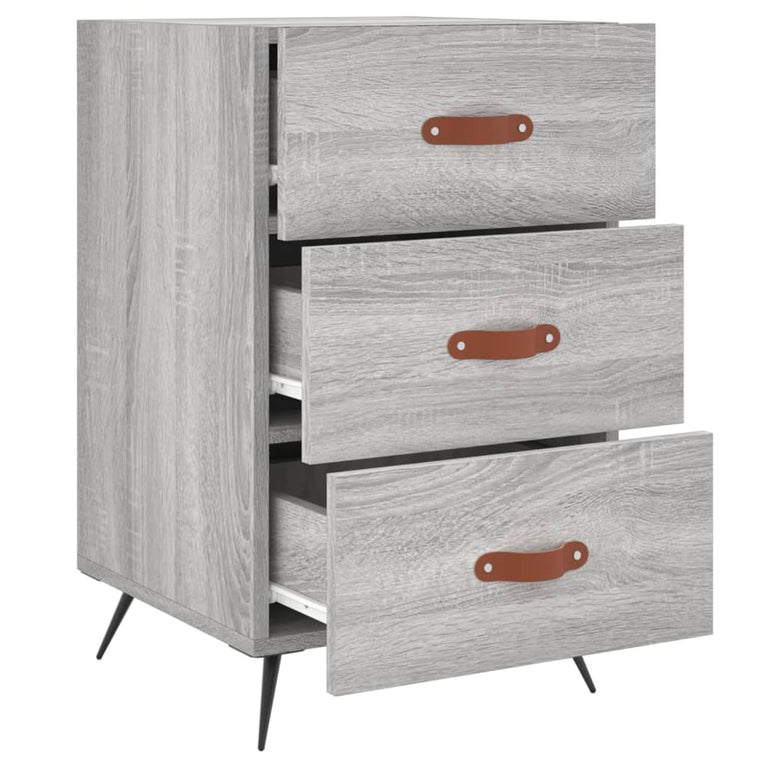 Nachtkastje 40x40x66 cm bewerkt hout grijs sonoma eikenkleurig MeubelReus
