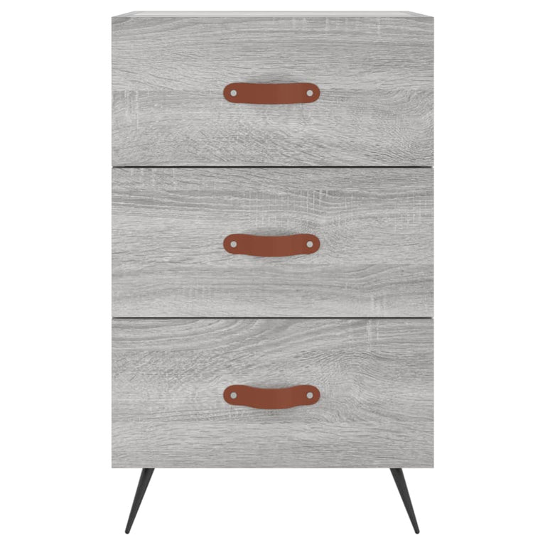 Nachtkastje 40x40x66 cm bewerkt hout grijs sonoma eikenkleurig MeubelReus