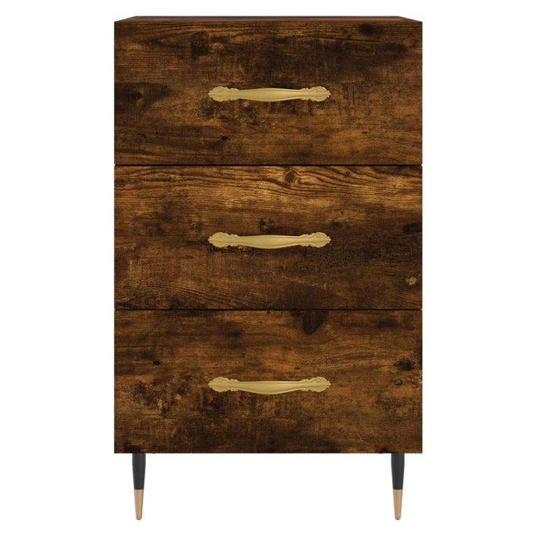 Nachtkastje 40x40x66 cm bewerkt hout gerookt eikenkleurig MeubelReus