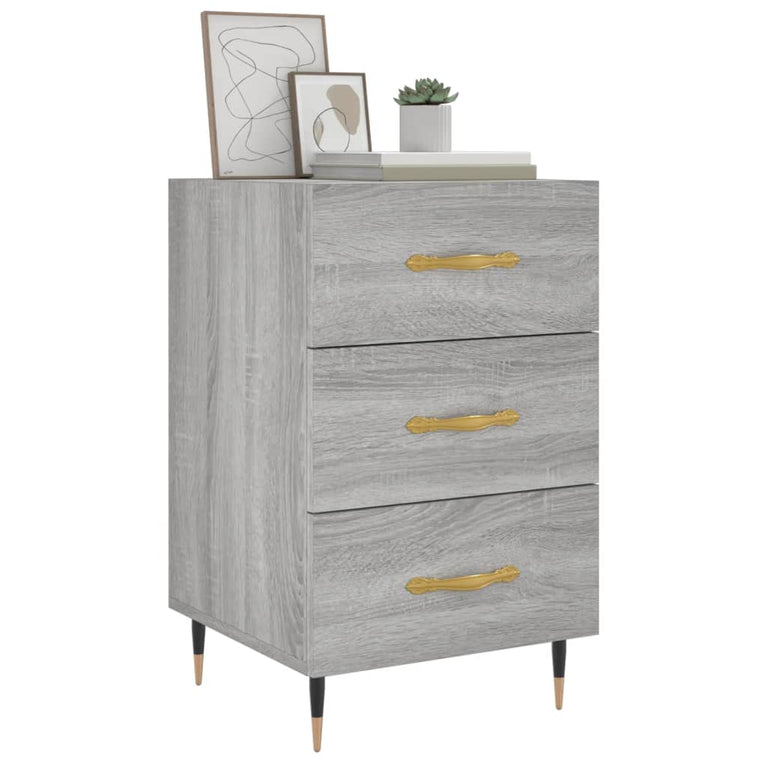 Nachtkastje 40x40x66 cm bewerkt hout grijs sonoma eikenkleurig MeubelReus