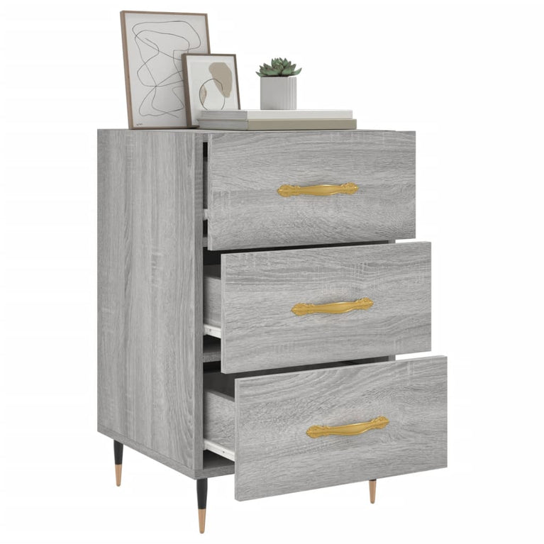 Nachtkastje 40x40x66 cm bewerkt hout grijs sonoma eikenkleurig MeubelReus