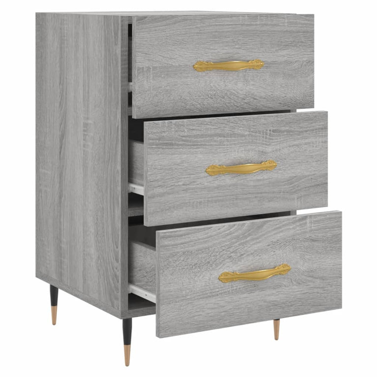Nachtkastje 40x40x66 cm bewerkt hout grijs sonoma eikenkleurig MeubelReus