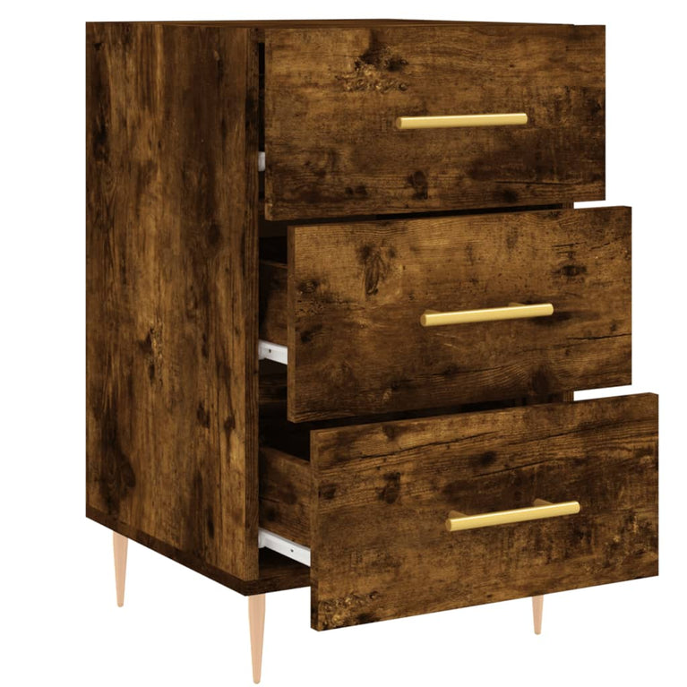 Nachtkastje 40x40x66 cm bewerkt hout gerookt eikenkleurig MeubelReus