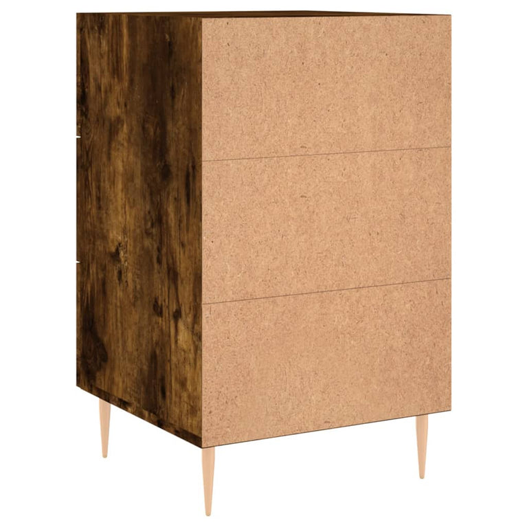 Nachtkastje 40x40x66 cm bewerkt hout gerookt eikenkleurig MeubelReus