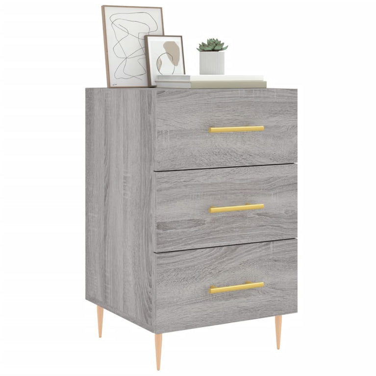 Nachtkastje 40x40x66 cm bewerkt hout grijs sonoma eikenkleurig MeubelReus