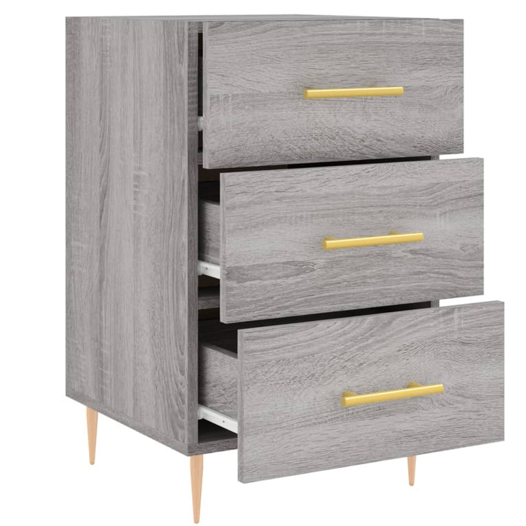 Nachtkastje 40x40x66 cm bewerkt hout grijs sonoma eikenkleurig MeubelReus