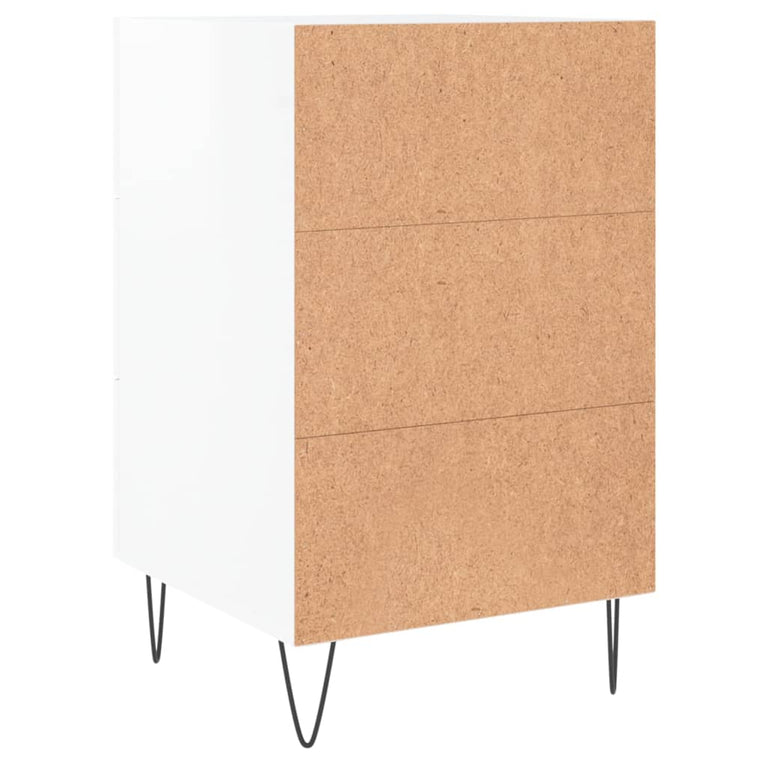 Nachtkastje 40x40x66 cm bewerkt hout hoogglans wit MeubelReus