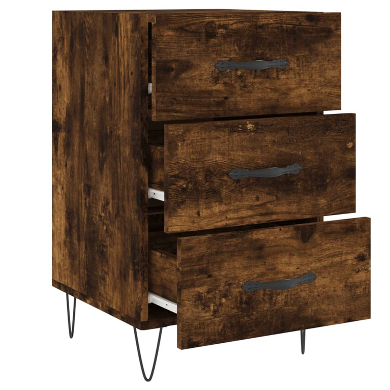 Nachtkastje 40x40x66 cm bewerkt hout gerookt eikenkleurig MeubelReus