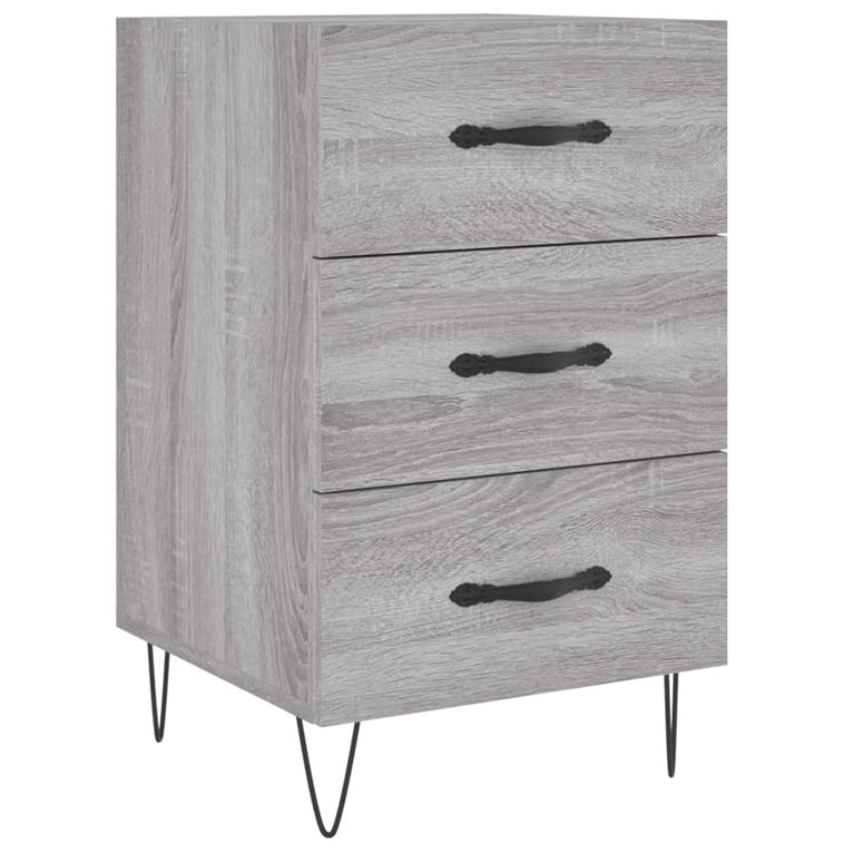 Nachtkastje 40x40x66 cm bewerkt hout grijs sonoma eikenkleurig MeubelReus