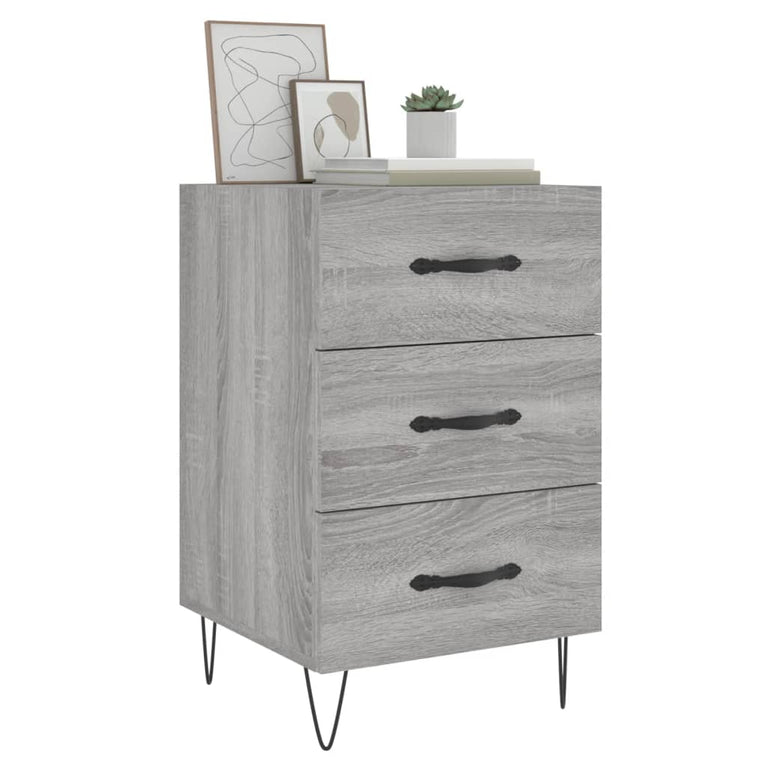 Nachtkastje 40x40x66 cm bewerkt hout grijs sonoma eikenkleurig MeubelReus