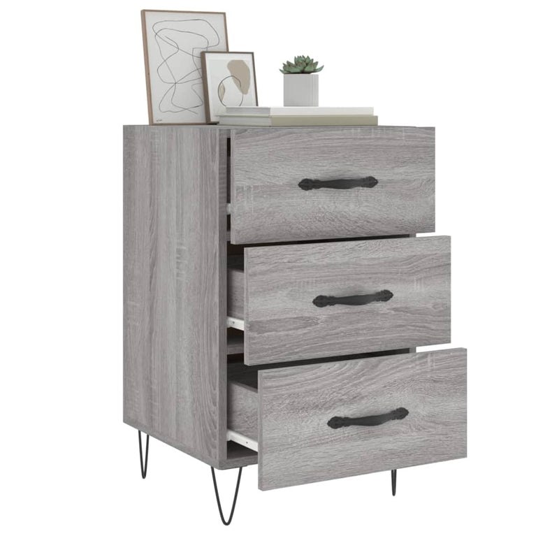 Nachtkastje 40x40x66 cm bewerkt hout grijs sonoma eikenkleurig MeubelReus