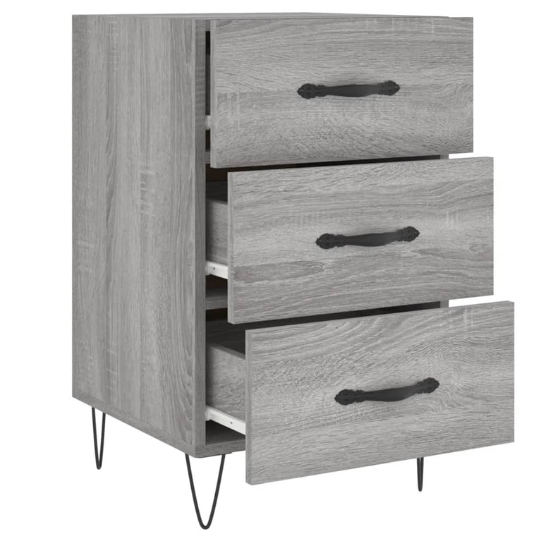 Nachtkastje 40x40x66 cm bewerkt hout grijs sonoma eikenkleurig MeubelReus