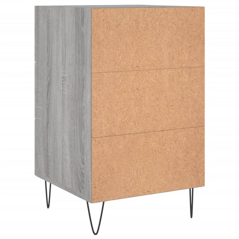 Nachtkastje 40x40x66 cm bewerkt hout grijs sonoma eikenkleurig MeubelReus