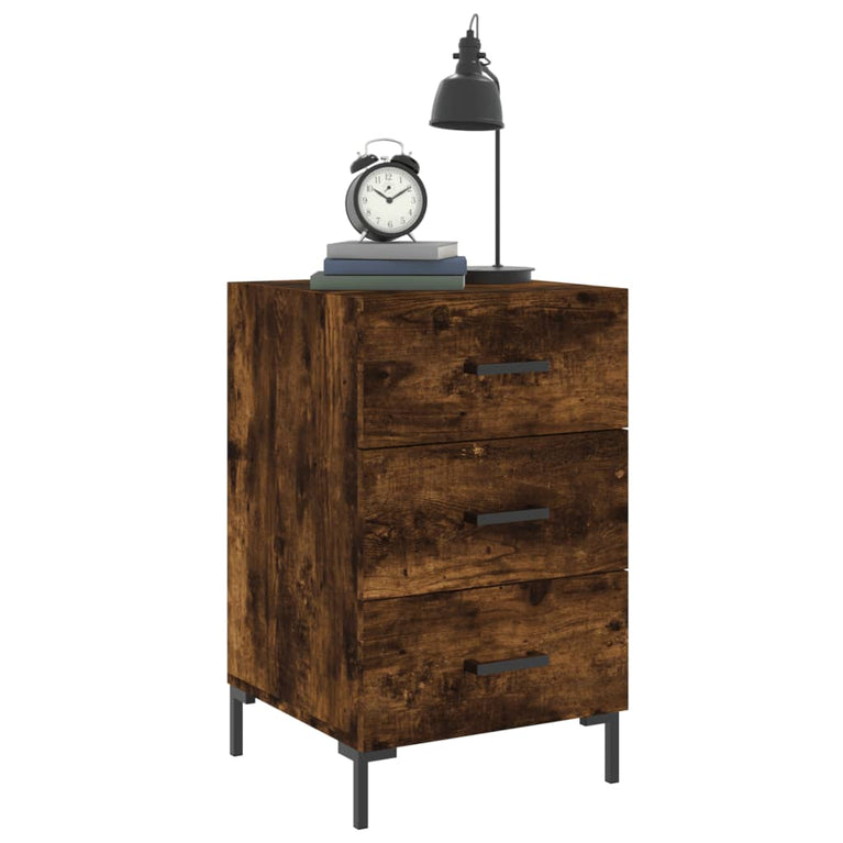 Nachtkastje 40x40x66 cm bewerkt hout gerookt eikenkleurig MeubelReus