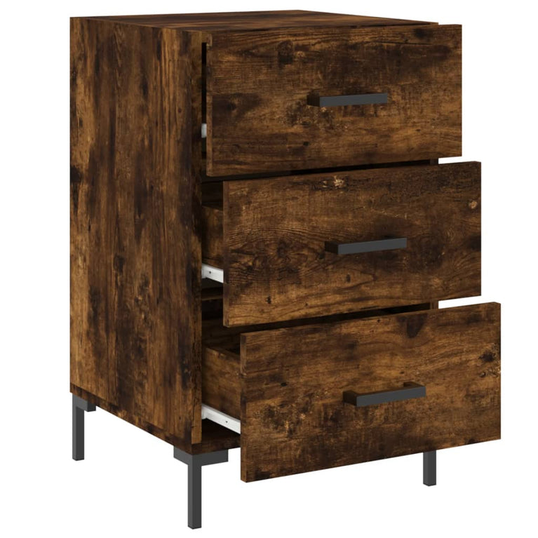 Nachtkastje 40x40x66 cm bewerkt hout gerookt eikenkleurig MeubelReus