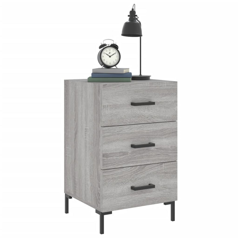 Nachtkastje 40x40x66 cm bewerkt hout grijs sonoma eikenkleurig MeubelReus