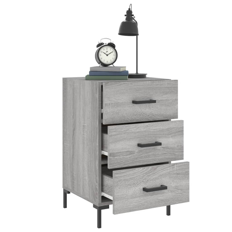 Nachtkastje 40x40x66 cm bewerkt hout grijs sonoma eikenkleurig MeubelReus