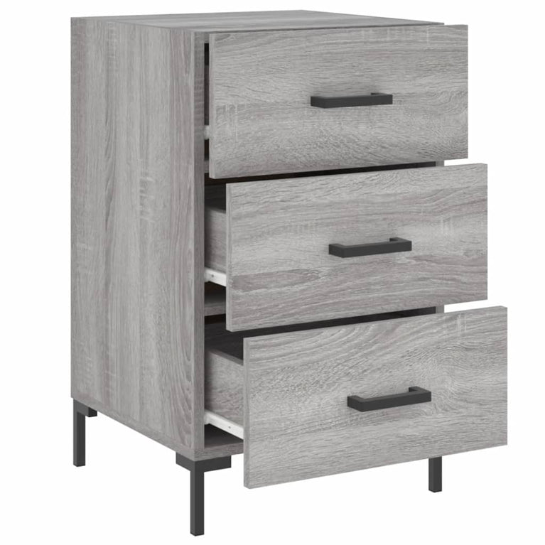 Nachtkastje 40x40x66 cm bewerkt hout grijs sonoma eikenkleurig MeubelReus