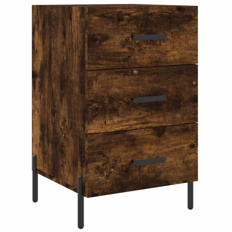 Nachtkastje 40x40x66 cm bewerkt hout gerookt eikenkleurig MeubelReus