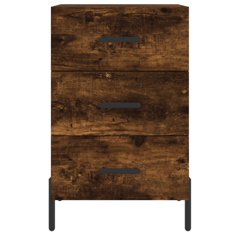 Nachtkastje 40x40x66 cm bewerkt hout gerookt eikenkleurig MeubelReus