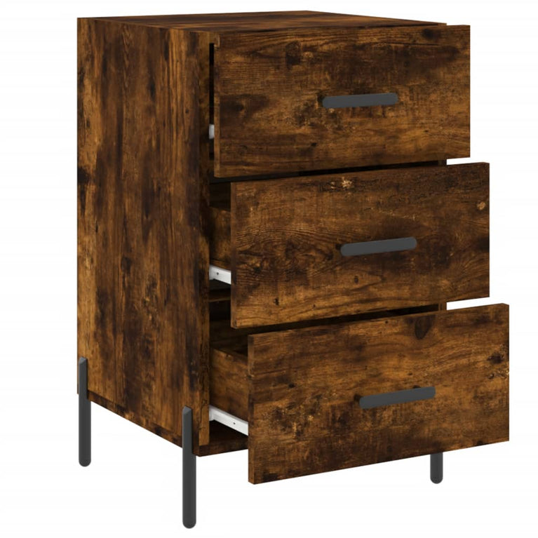 Nachtkastje 40x40x66 cm bewerkt hout gerookt eikenkleurig MeubelReus
