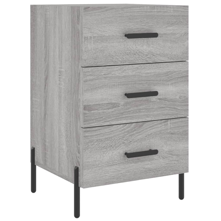 Nachtkastje 40x40x66 cm bewerkt hout grijs sonoma eikenkleurig MeubelReus