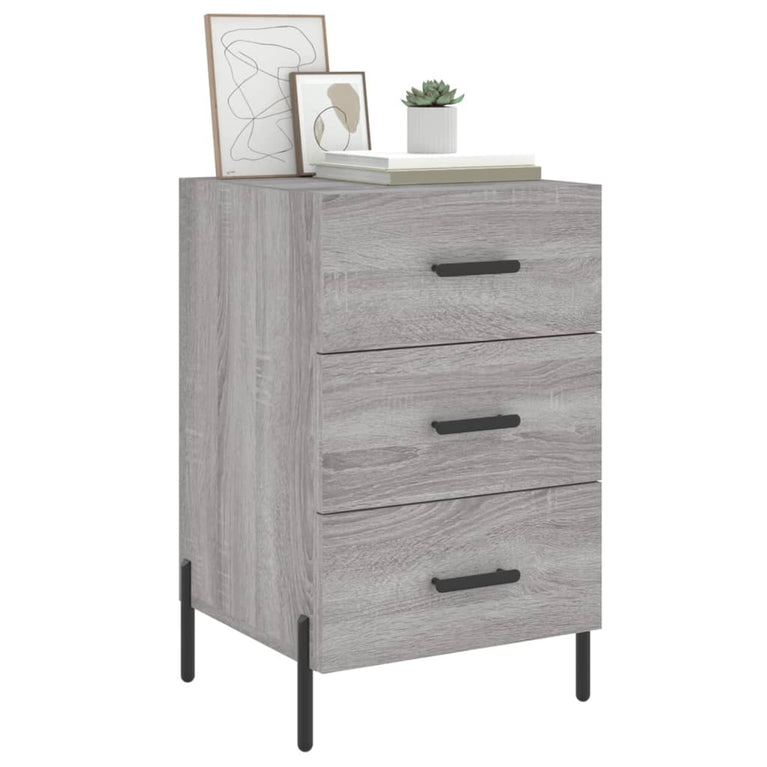 Nachtkastje 40x40x66 cm bewerkt hout grijs sonoma eikenkleurig MeubelReus