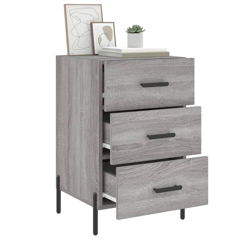 Nachtkastje 40x40x66 cm bewerkt hout grijs sonoma eikenkleurig MeubelReus