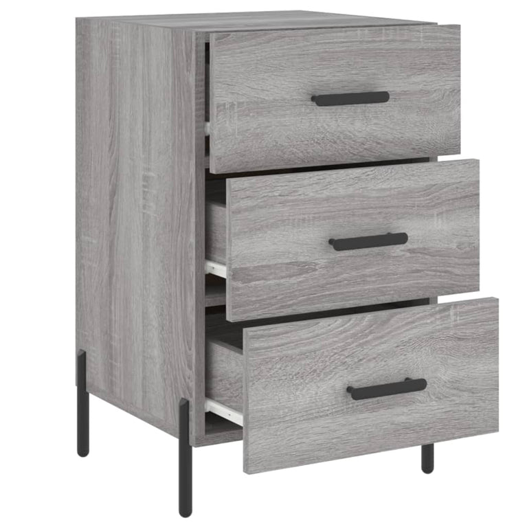 Nachtkastje 40x40x66 cm bewerkt hout grijs sonoma eikenkleurig MeubelReus