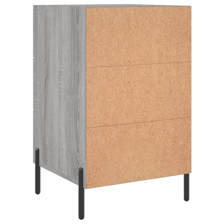 Nachtkastje 40x40x66 cm bewerkt hout grijs sonoma eikenkleurig MeubelReus