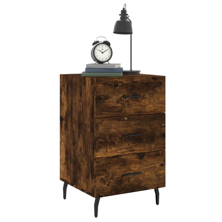 Nachtkastje 40x40x66 cm bewerkt hout gerookt eikenkleurig MeubelReus