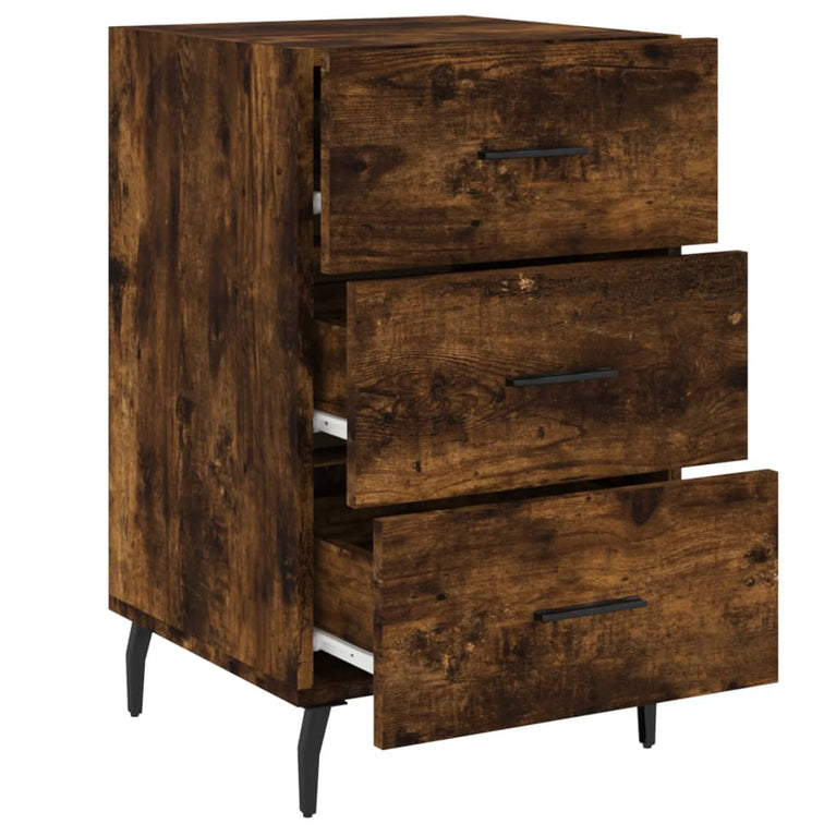 Nachtkastje 40x40x66 cm bewerkt hout gerookt eikenkleurig MeubelReus