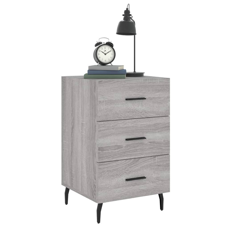 Nachtkastje 40x40x66 cm bewerkt hout grijs sonoma eikenkleurig MeubelReus