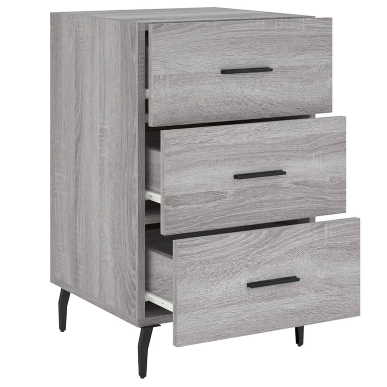 Nachtkastje 40x40x66 cm bewerkt hout grijs sonoma eikenkleurig MeubelReus