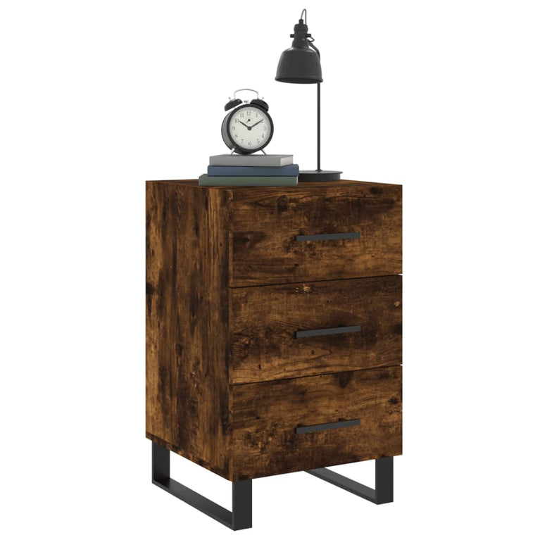 Nachtkastje 40x40x66 cm bewerkt hout gerookt eikenkleurig MeubelReus
