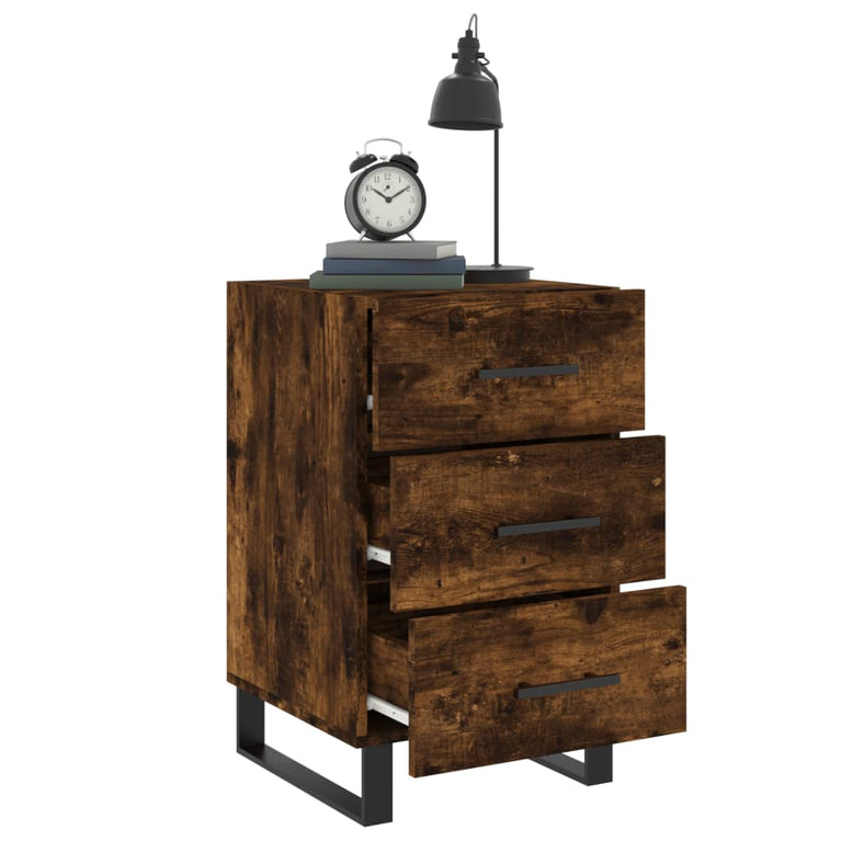 Nachtkastje 40x40x66 cm bewerkt hout gerookt eikenkleurig MeubelReus