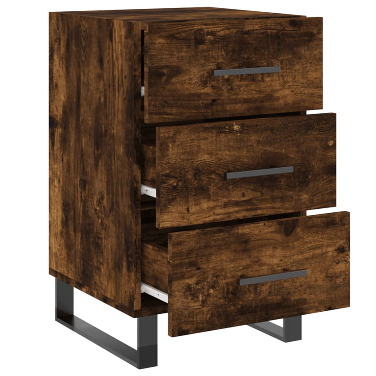 Nachtkastje 40x40x66 cm bewerkt hout gerookt eikenkleurig MeubelReus