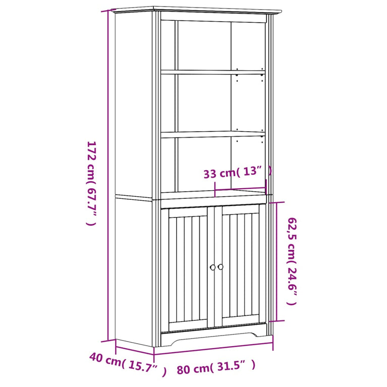 Boekenkast BODO 80x40x172 cm massief grenenhout wit en bruin MeubelReus