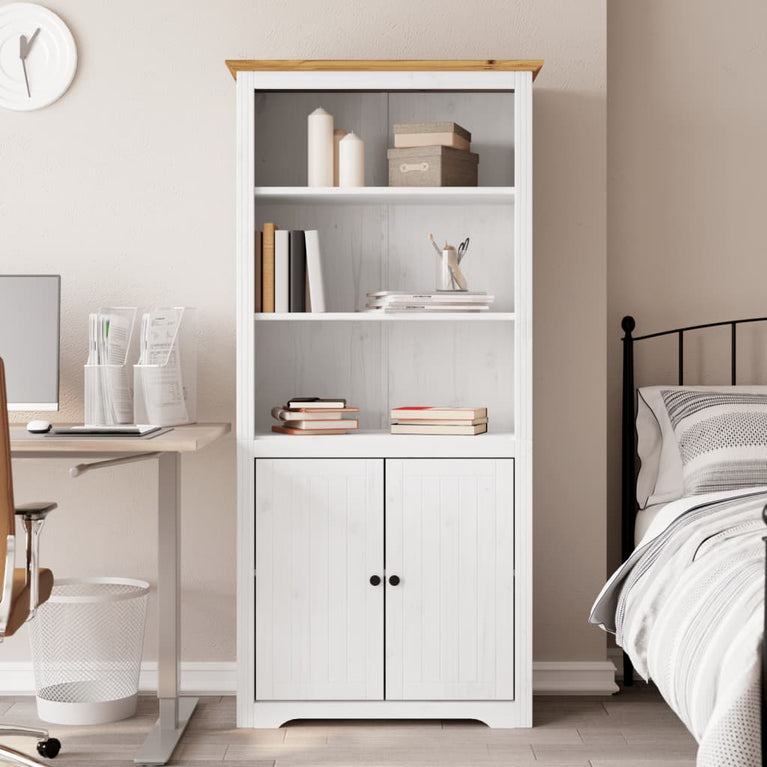 Boekenkast BODO 80x40x172 cm massief grenenhout wit en bruin MeubelReus