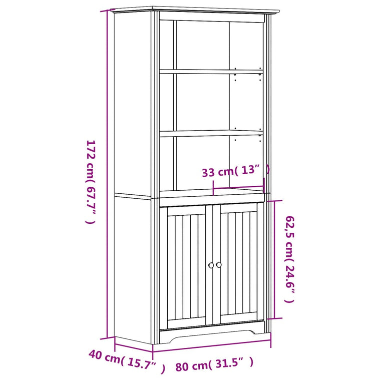 Boekenkast BODO 80x40x172 cm massief grenenhout grijs MeubelReus