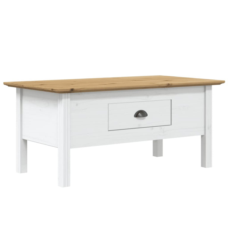 Salontafel BODO 100x55x45 cm massief grenenhout wit en bruin MeubelReus