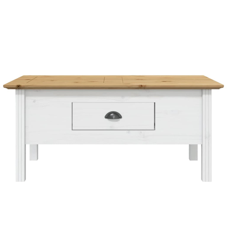 Salontafel BODO 100x55x45 cm massief grenenhout wit en bruin MeubelReus