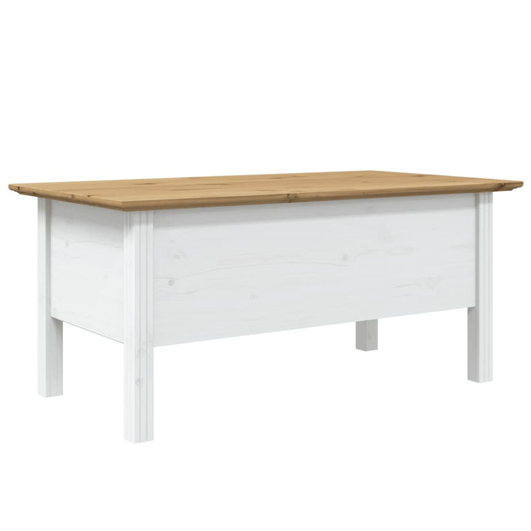Salontafel BODO 100x55x45 cm massief grenenhout wit en bruin MeubelReus