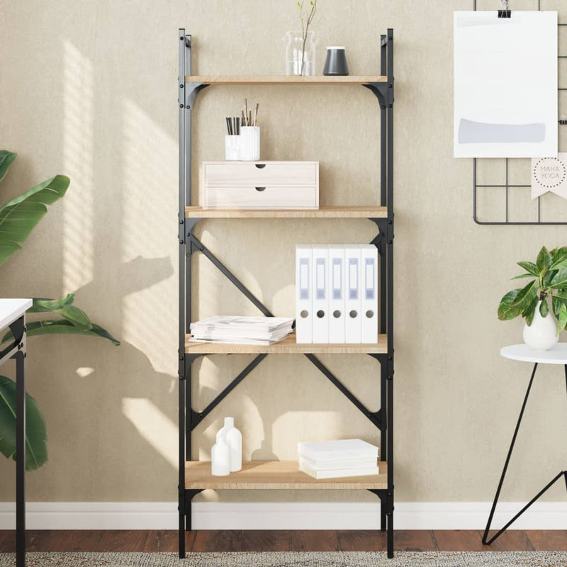 Boekenkast 4-laags 56x31,5x138,5 cm bewerkt hout sonoma eiken MeubelReus