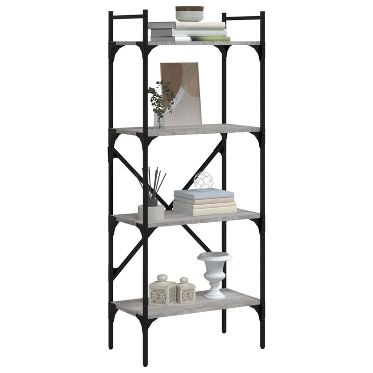 Boekenkast 4-laags 56x31,5x138,5 cm bewerkt hout grijs sonoma MeubelReus