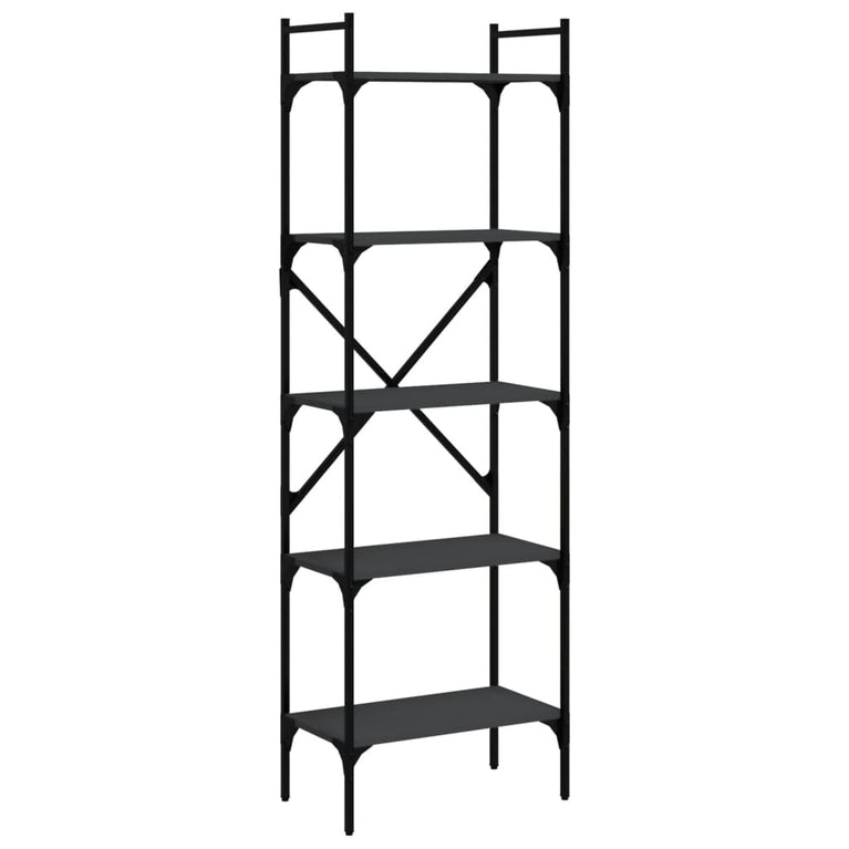 Boekenkast 5-laags 56x31,5x174 cm bewerkt hout zwart MeubelReus