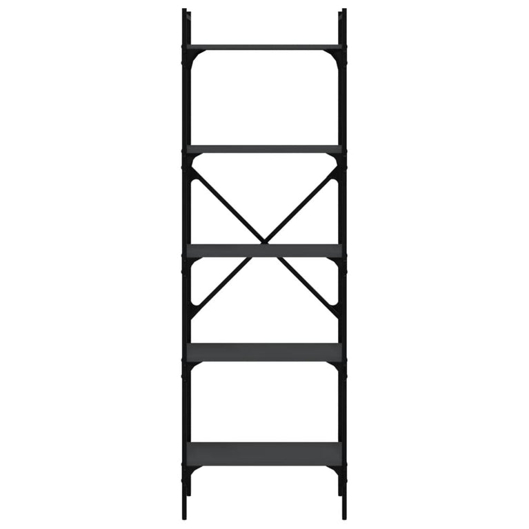 Boekenkast 5-laags 56x31,5x174 cm bewerkt hout zwart MeubelReus
